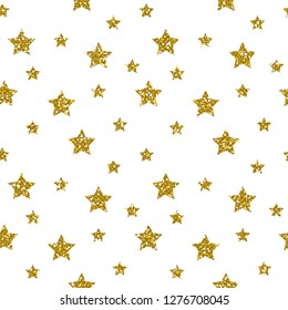 Golden Star Pattern. Glitter Look.