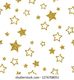 Golden Star Pattern. Glitter Look.