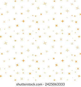Golden star pattern on a white background for fabric, packaging, wallpaper in a simple minimalist style. Starry sky pattern. Print for children's clothing. Background for postcards. For New Year