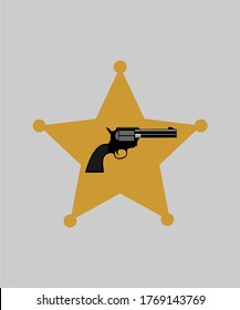 GOLDEN STAR WITH PISTOL VECTOR LOGO DESIGN
