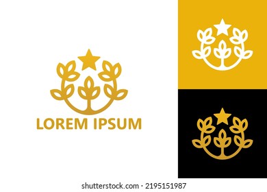 Golden Star Plant Logo Template Design Vector