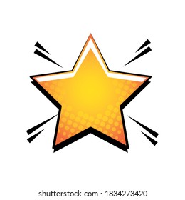 golden star in pop art style on white background vector illustration design