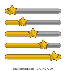Golden Star Rating Bars Pack – Flat Vector Progress Rating UI Icons