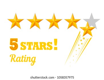 Golden star rating icon. Isolated badge set. Quality, feedback, experience, level concepts. Vector illustration isolated on white background. Web site page and mobile app design.