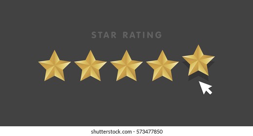 Golden Star Rating Mouse Click Icon Vector Illustration.