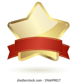 golden star with red banner