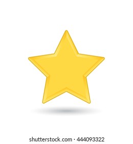 Golden Star With Reflection On White Background. Vector Illustration