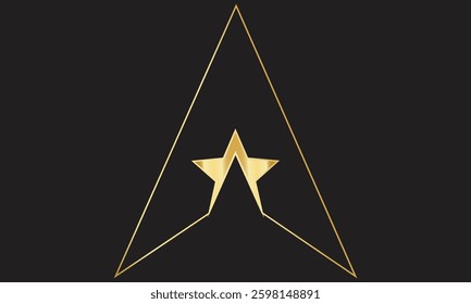  golden star with a reflective gradient effect, giving it a shiny and elegant appearance. Inside the star, the words  