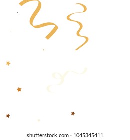 Golden star ribbon confetti. Fallen glitter vector background. White and yellow geometric stars and ribbons explosion for invitation card. New year and christmas celebration template.
