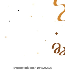 Golden star ribbon confetti. Fallen glitter vector background. White and yellow geometric stars and ribbons explosion for invitation card. New year and christmas celebration template.