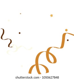 Golden star ribbon confetti. Fallen glitter vector background. White and yellow geometric stars and ribbons explosion for invitation card. New year and christmas celebration template.