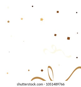 Golden star ribbon confetti. Fallen glitter vector background. White and yellow geometric stars and ribbons explosion for invitation card. New year and christmas celebration template.