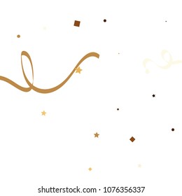 Golden star ribbon confetti. Fallen glitter vector background. White and yellow geometric stars and ribbons explosion for invitation card. New year and christmas celebration template.