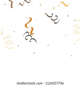 Golden star ribbon confetti. Fallen glitter vector background. Golden geometric stars and ribbons explosion for invitation card. Abstract design celebration template. New year, christmas, fun design.