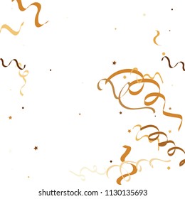 Golden star ribbon confetti. Fallen glitter vector background. Golden geometric stars and ribbons explosion for invitation card. Abstract design celebration template. New year, christmas, fun design.