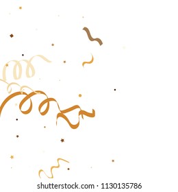 Golden star ribbon confetti. Fallen glitter vector background. Golden geometric stars and ribbons explosion for invitation card. Abstract design celebration template. New year, christmas, fun design.