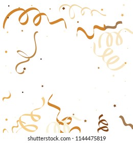 Golden star ribbon confetti. Fallen glitter vector background. Golden geometric stars and ribbons explosion for invitation card. Abstract design celebration template. New year, christmas, fun design.