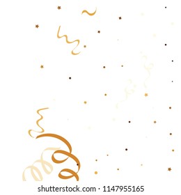 Golden star ribbon confetti. Fallen glitter vector background. Golden geometric stars and ribbons explosion for invitation card. Abstract design celebration template. New year, christmas, fun design.