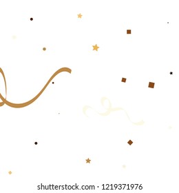 Golden star ribbon confetti. Fallen glitter vector background. Colorful geometric stars and ribbons explosion for invitation card. New year, christmas, anniversary celebration template. Fun design.