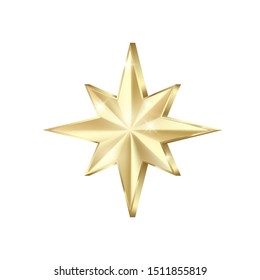 Golden star scatter glitters. Shiny gold star with sparkles. Vector illustration isolated on white 