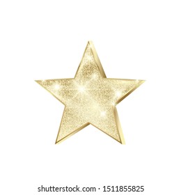 Golden star scatter glitters. Shiny Christmas decoration. Gold Star with sparkles. Vector illustration isolated on white background