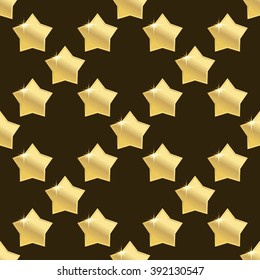golden star seamless on brown background. vector illustration