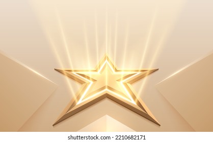 Golden star shape with light effect