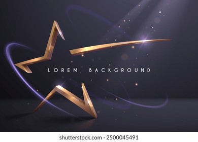 Golden star shape with light effects