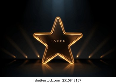 Forma de estrella dorada con efectos de luz