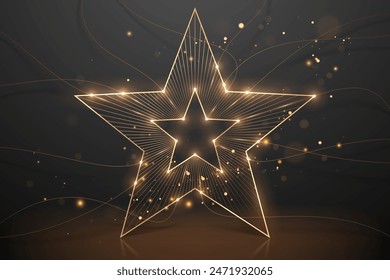 Golden star shape with lines and light effects