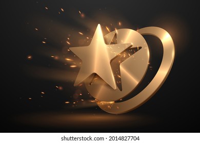 Golden star shape with sparks effect