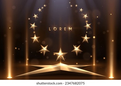 Golden star shape stage with lights effect