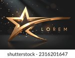 Golden star shape template with light effect