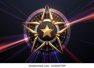 Golden star shape template with light effect