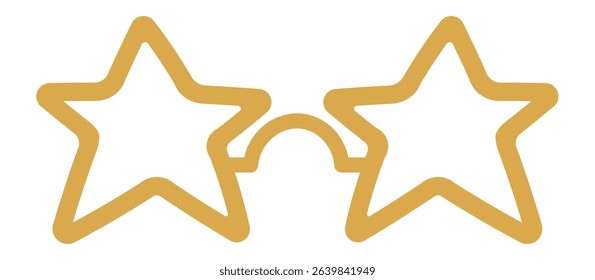 Golden star shaped sunglasses represent fame, celebrity, and the pursuit of stardom, capturing the essence of Hollywood glamour and the allure of the entertainment industry