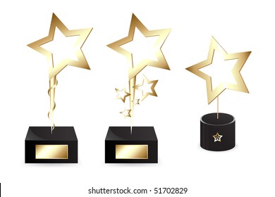 Golden Star Shapes Awards, Isolated On White