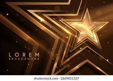 Formas de estrella dorada con efectos de luz