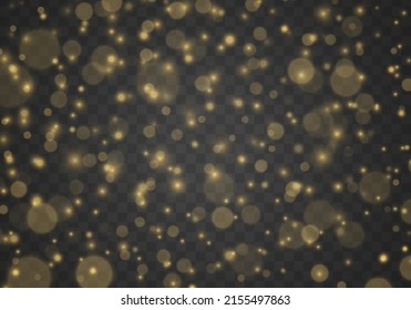 Golden star shine with special light. Shine magical dust particles. Abstract gold sparks sparkles. Luxury sparkling stars with yellow dust. Christmas lights bokeh on transparent background. Vector.