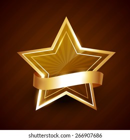 golden star shining with ribbon surrounding it