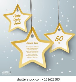 Golden star shopping mark on the grey background. Eps 10 vector file.