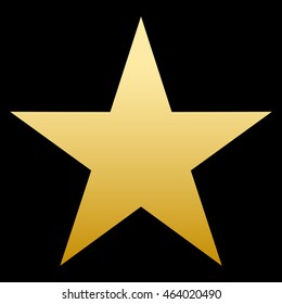 Golden Star. Simple form. black background. Flat vector illustration