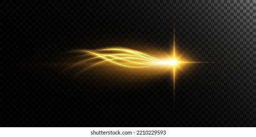Goldener Stern mit kleinen Teilchen von glühendem Staub, auf schwarzem Hintergrund, die Wirkung von Licht und Strahlen des Lichts, leuchtende Lichter, sun.vektor.