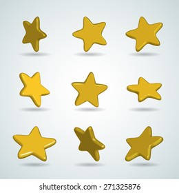 Golden star with soft edges in different angles. Vector illustration