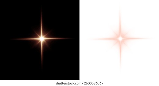 golden star sparkle effect with twinkling lights, shimmering flares, and luxurious glows. Perfect for Christmas designs, party decorations, premium graphics, and magical celebrations. Vector illustrat