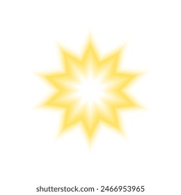 Estrella de oro forma brillante en estilo borroso suave aislado sobre fondo blanco. Pegatina Y2K con efecto de aura degradada. Icono de abombamiento, brillo o fuegos artificiales aislado sobre fondo blanco. Ilustración vectorial.
