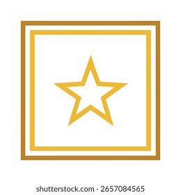 Estrella de oro en diseño de icono de marco cuadrado