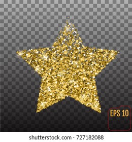 Golden star from stars. Shiny Golden star icon on transparent background. For banners, artwork, card, postcards, holiday. Vector illustration