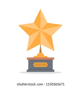 Golden star statuette. Sport game champion award. Idea of victory and success. Isolated flat vector illustration