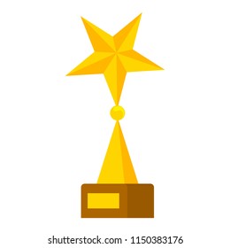 Golden star statuette. Sport game champion award. Idea of victory and success. Isolated flat vector illustration