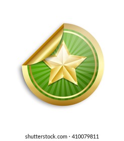 Golden star sticker for custom design purposes placed on white background